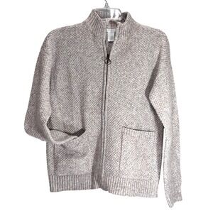 Light Gray Pastel Speckled Zip Up Mock Neck Sweater Size S IGNAZIOMODERN IGN MOD